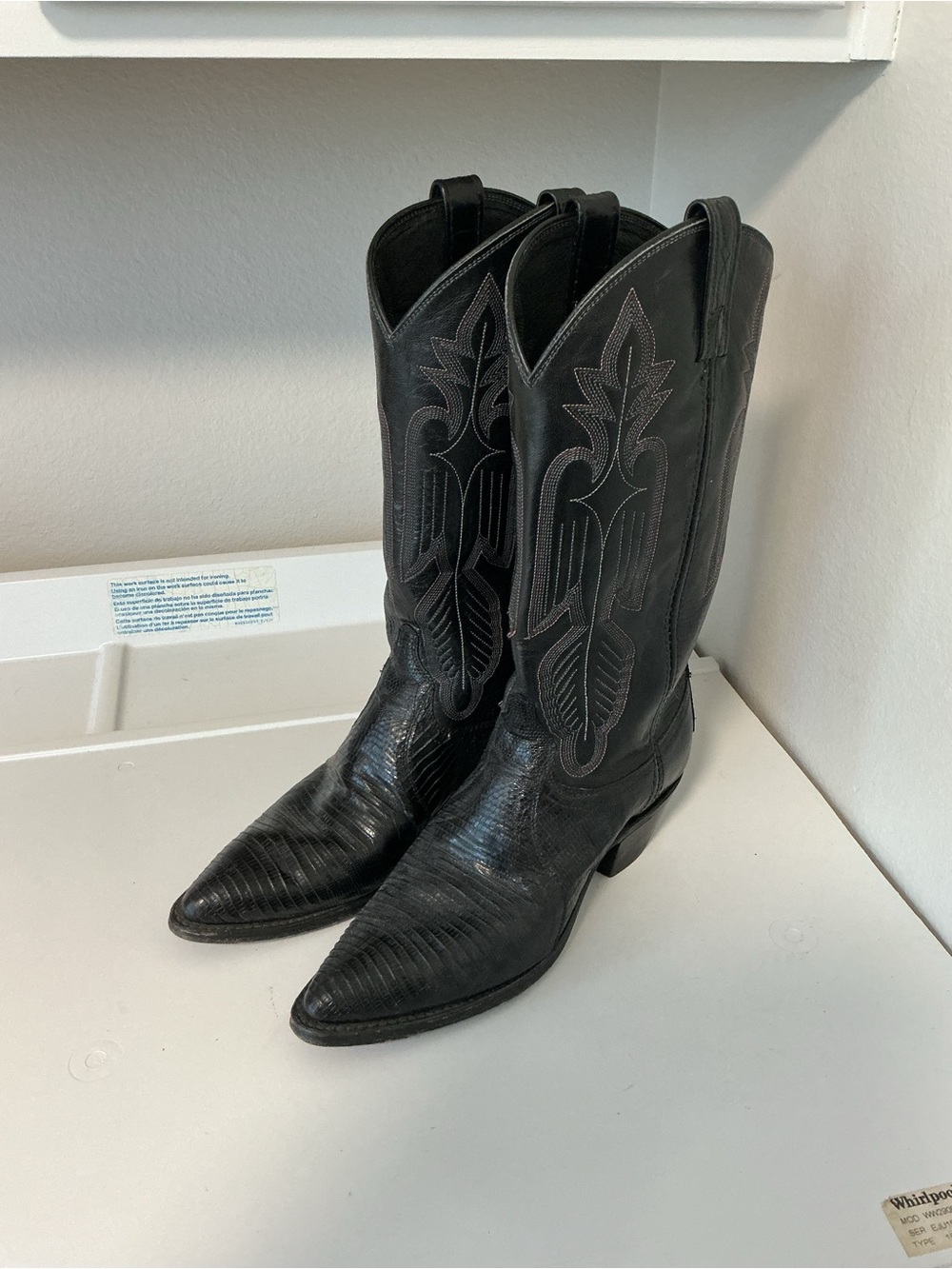 Dan Post 4010 Teju Lizard Cowboy Boot Size 8.5 M Black Leather Western  Ladies